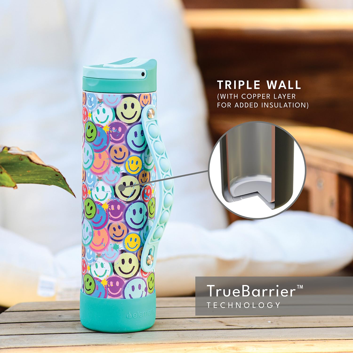 Elemental Iconic Kids Water Bottle 20oz capacity for a full school day