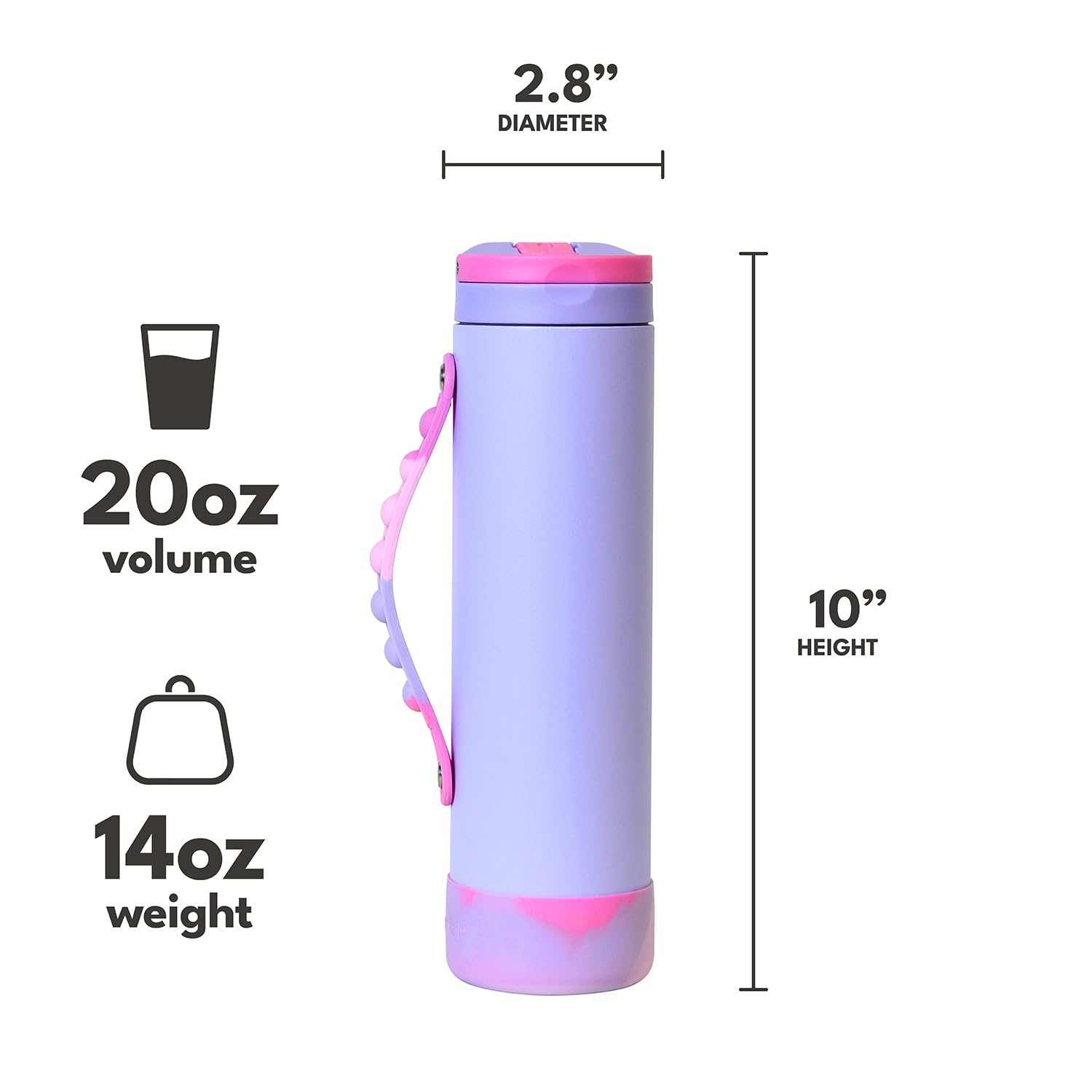 Elemental Iconic Kids Water Bottle fits backpacks and lunchboxes securely.