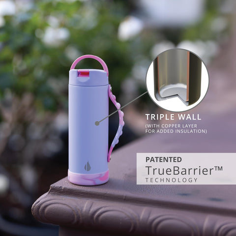 Elemental Iconic kids water bottle fits backpacks and lunchboxes for school days.