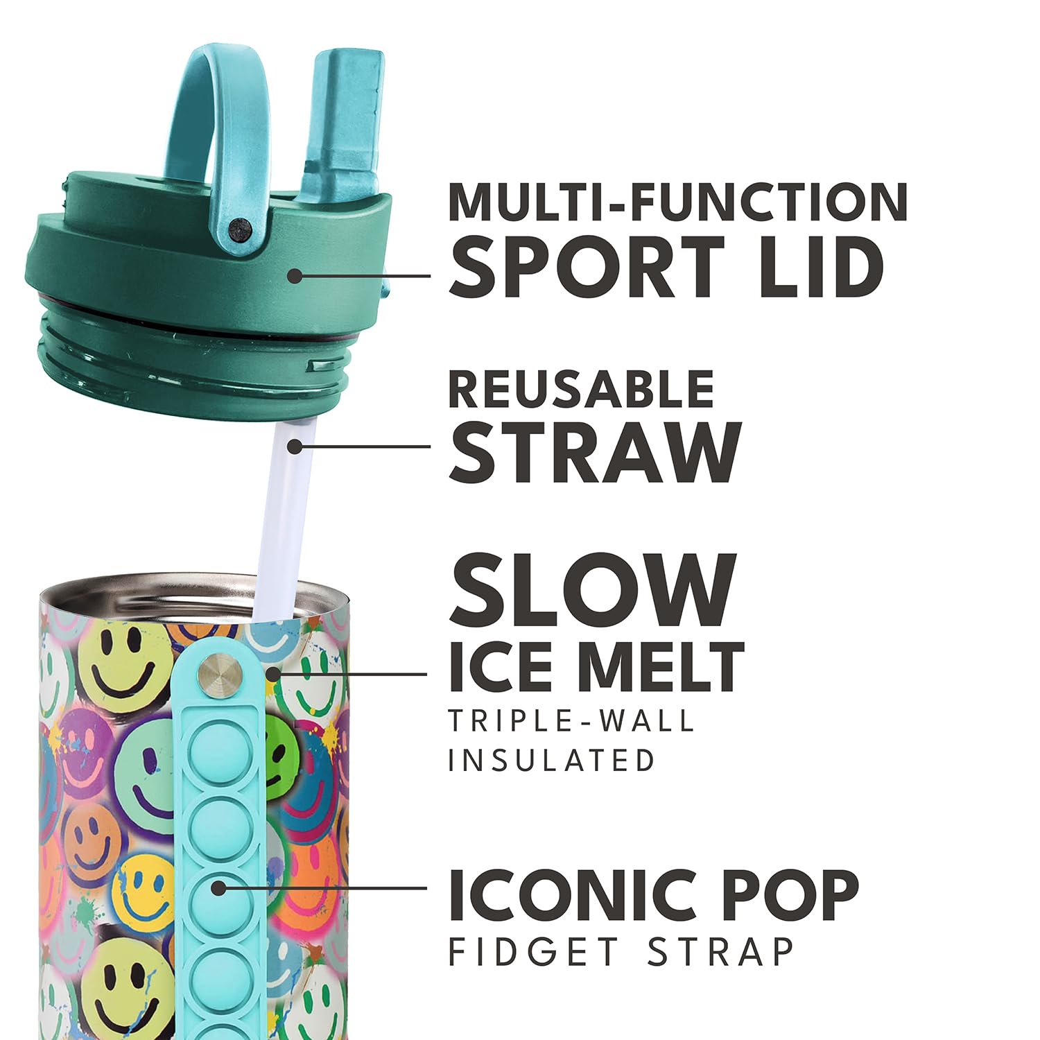 Elemental Iconic Kids Water Bottle durable silicone boot guards against dents