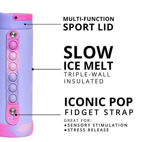 Elemental Iconic Lilac Tie Dye 14oz bottle for kids.