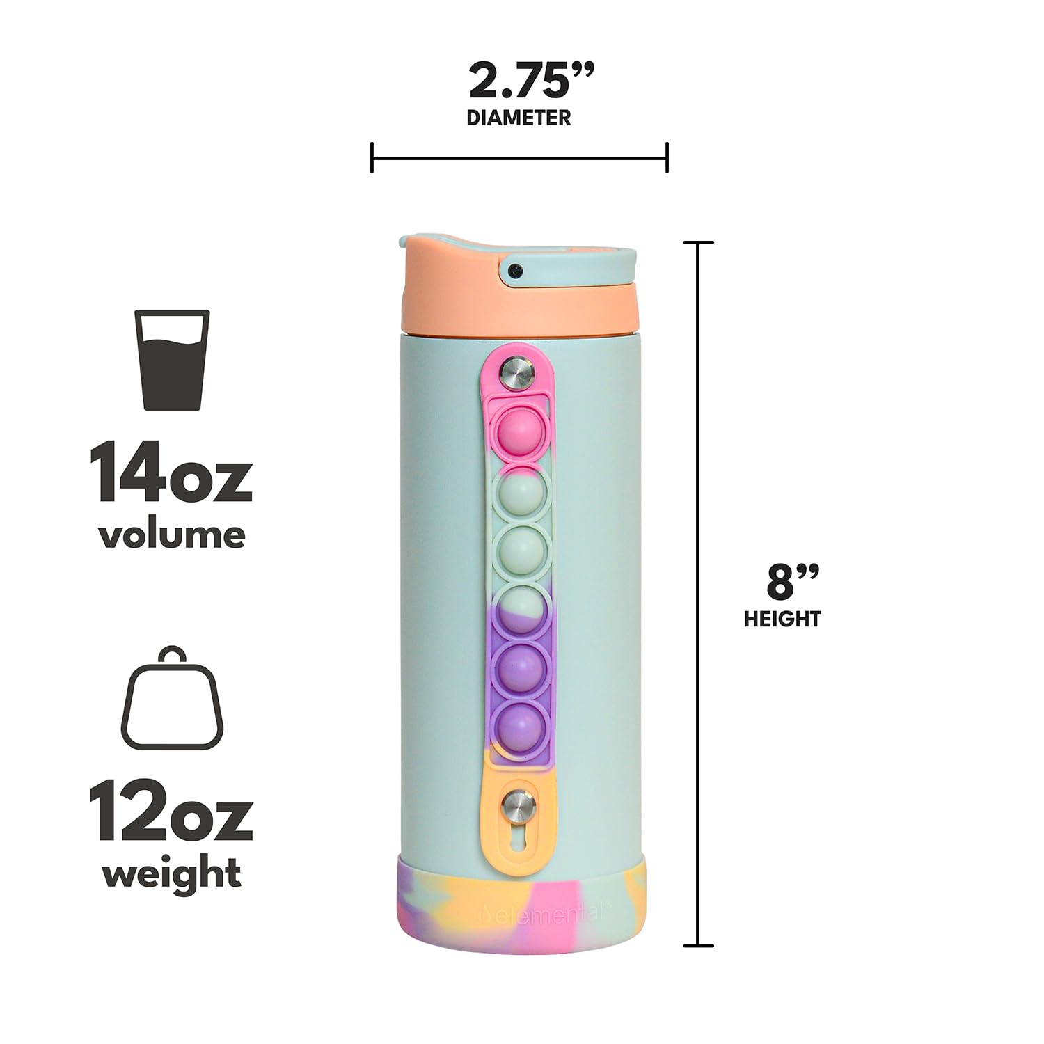 Elemental Iconic Kids Water Bottle mint sorbet color, vivid and versatile
