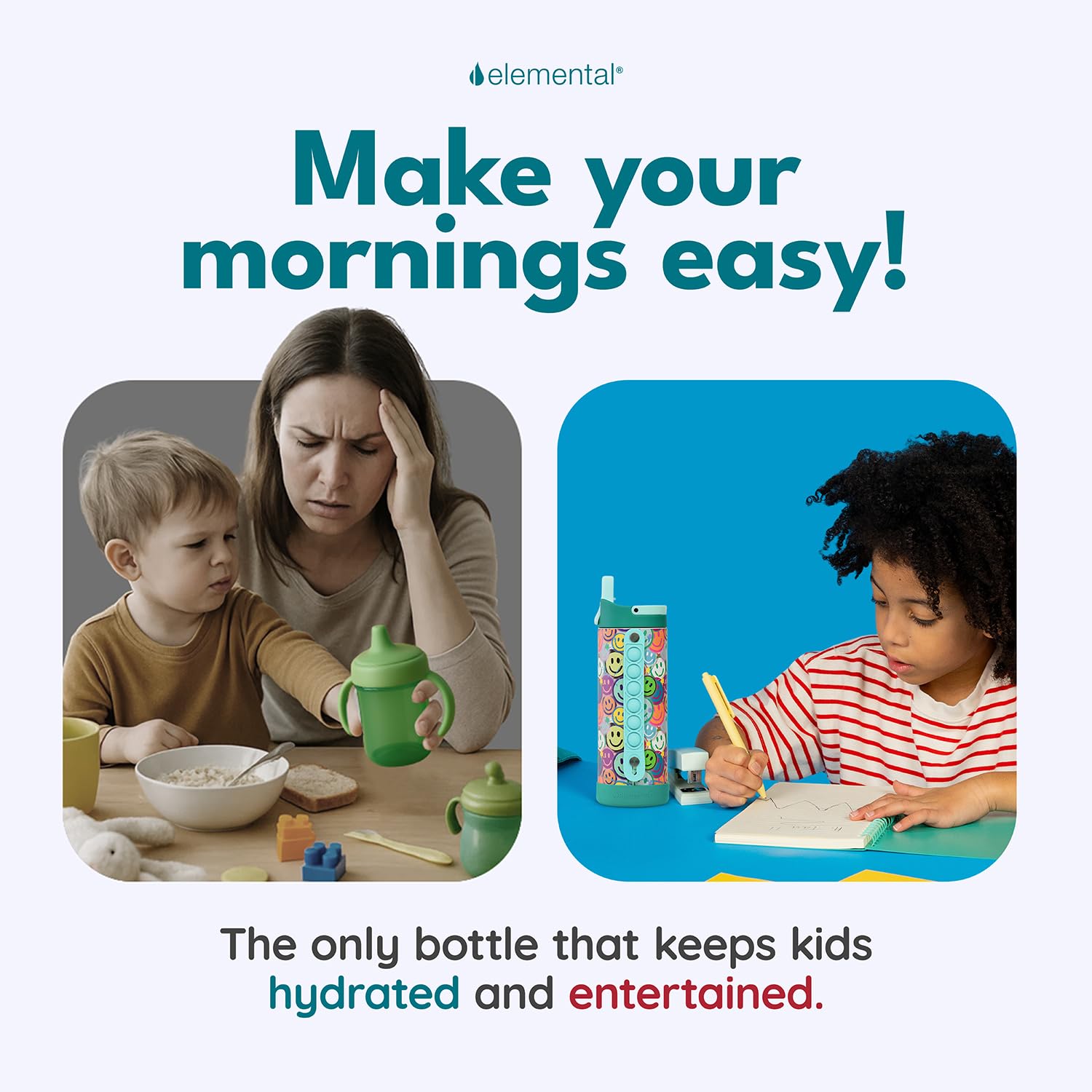 Elemental Iconic Kids Bottle silicone boot protects from dents