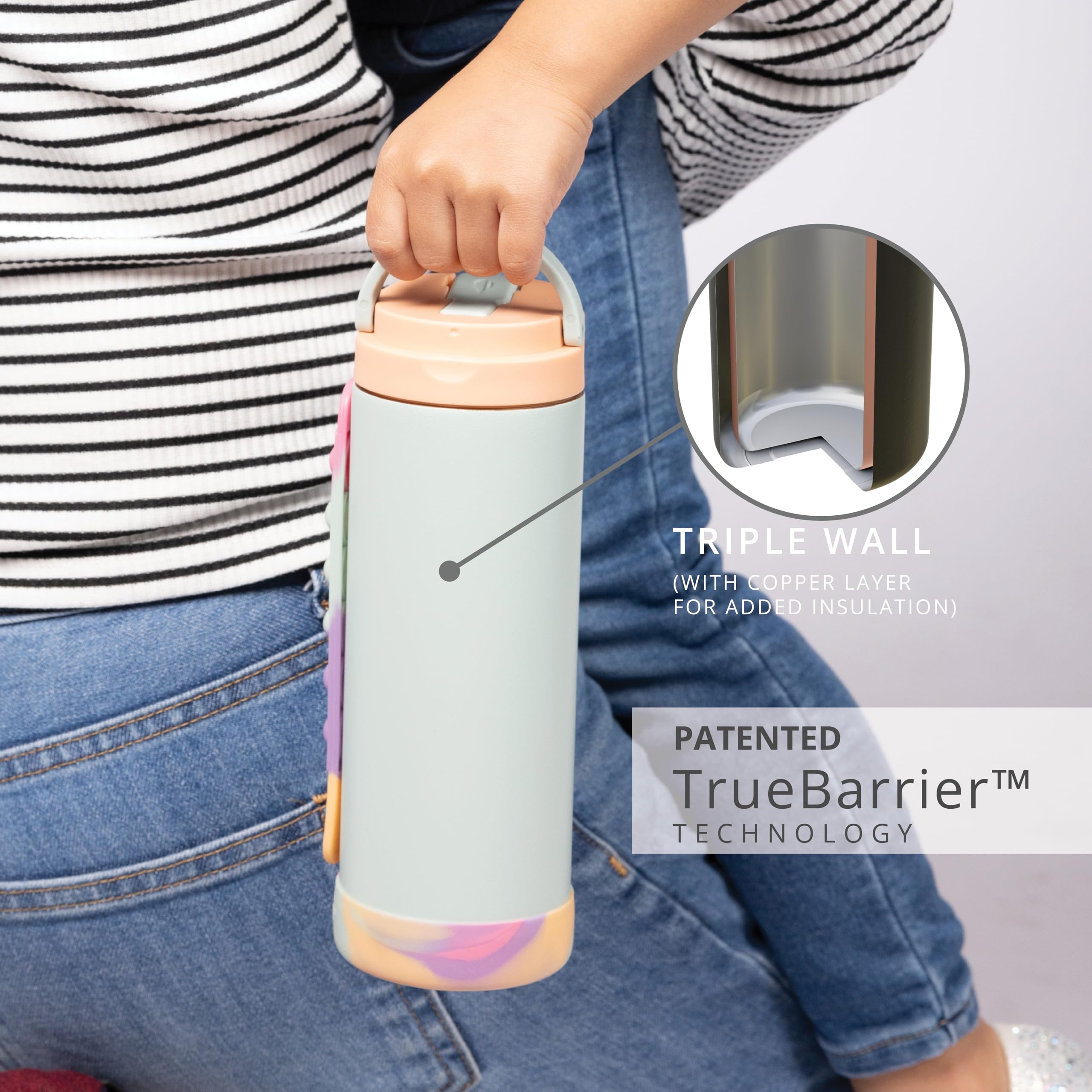 Elemental Iconic Kids Water Bottle silicone boot guards against dents and drops