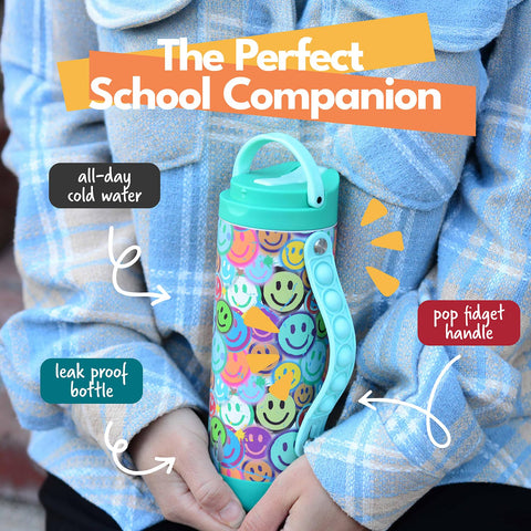 Elemental Iconic Kids Water Bottle with Straw Lid shows leak protection