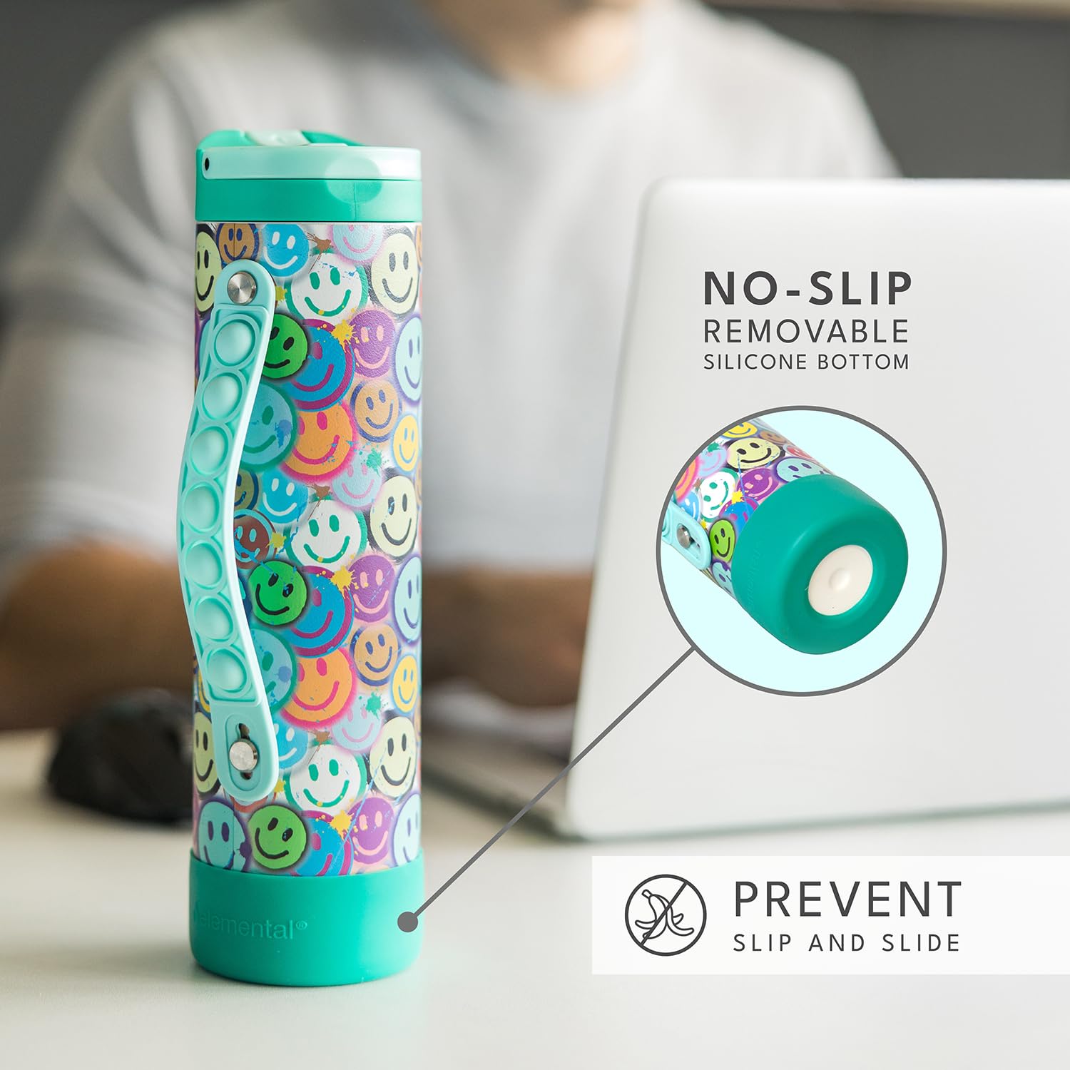 Elemental Iconic Kids Water Bottle featuring triple-wall insulation to keep drinks cold for hours