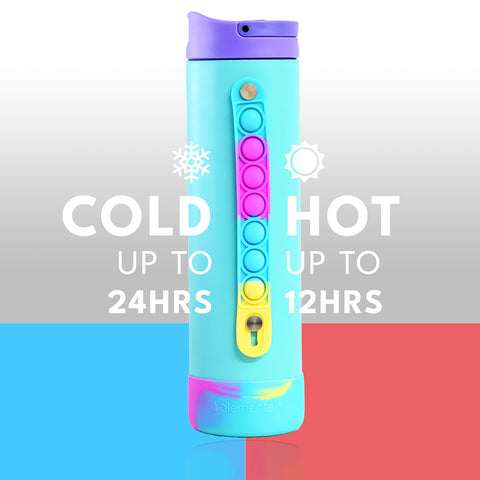 Elemental Iconic water bottle durable silicone boot protects against dents.