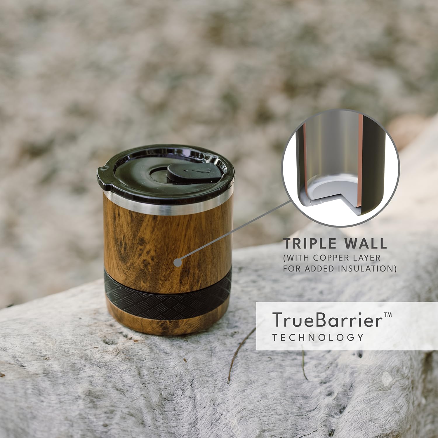 Elemental Recess teak-finish barware adds a stylish touch to any drink moment.