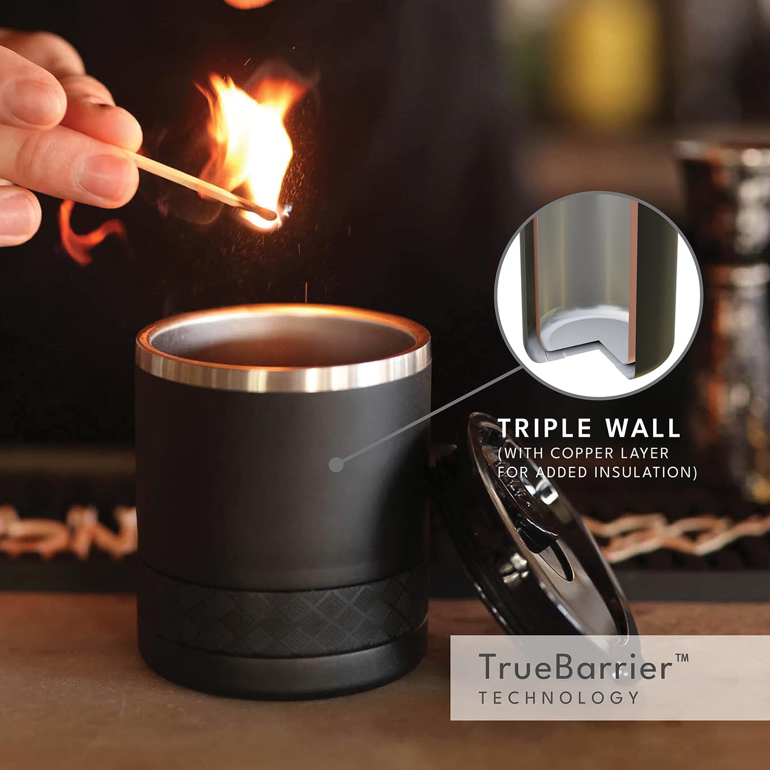 Elemental Recess portable design fits in cup holders and bags