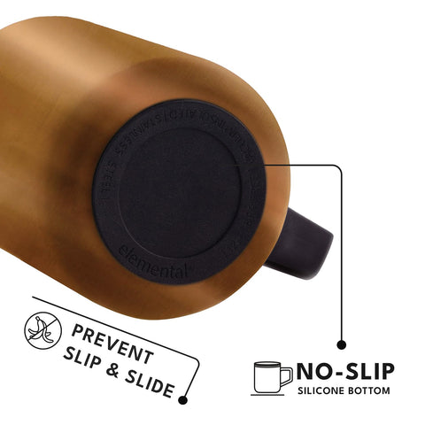 Elemental sip lid demonstrates easy drinking while commuting.