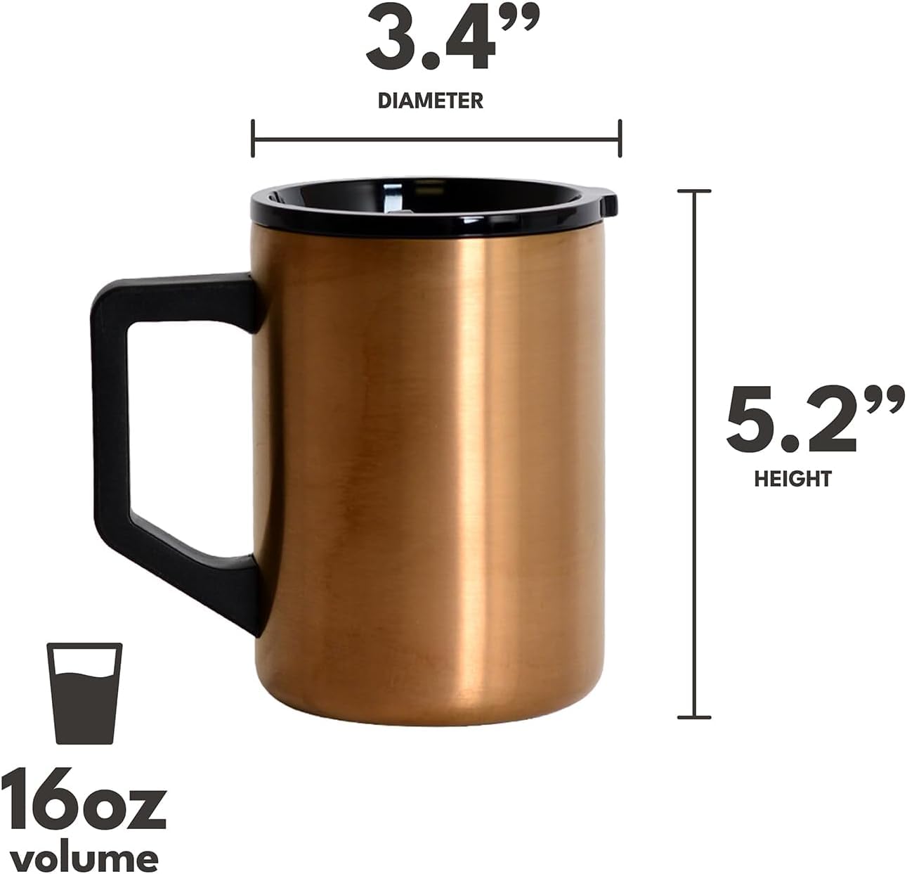 Elemental triple-wall insulated mug prevents quick temperature changes.