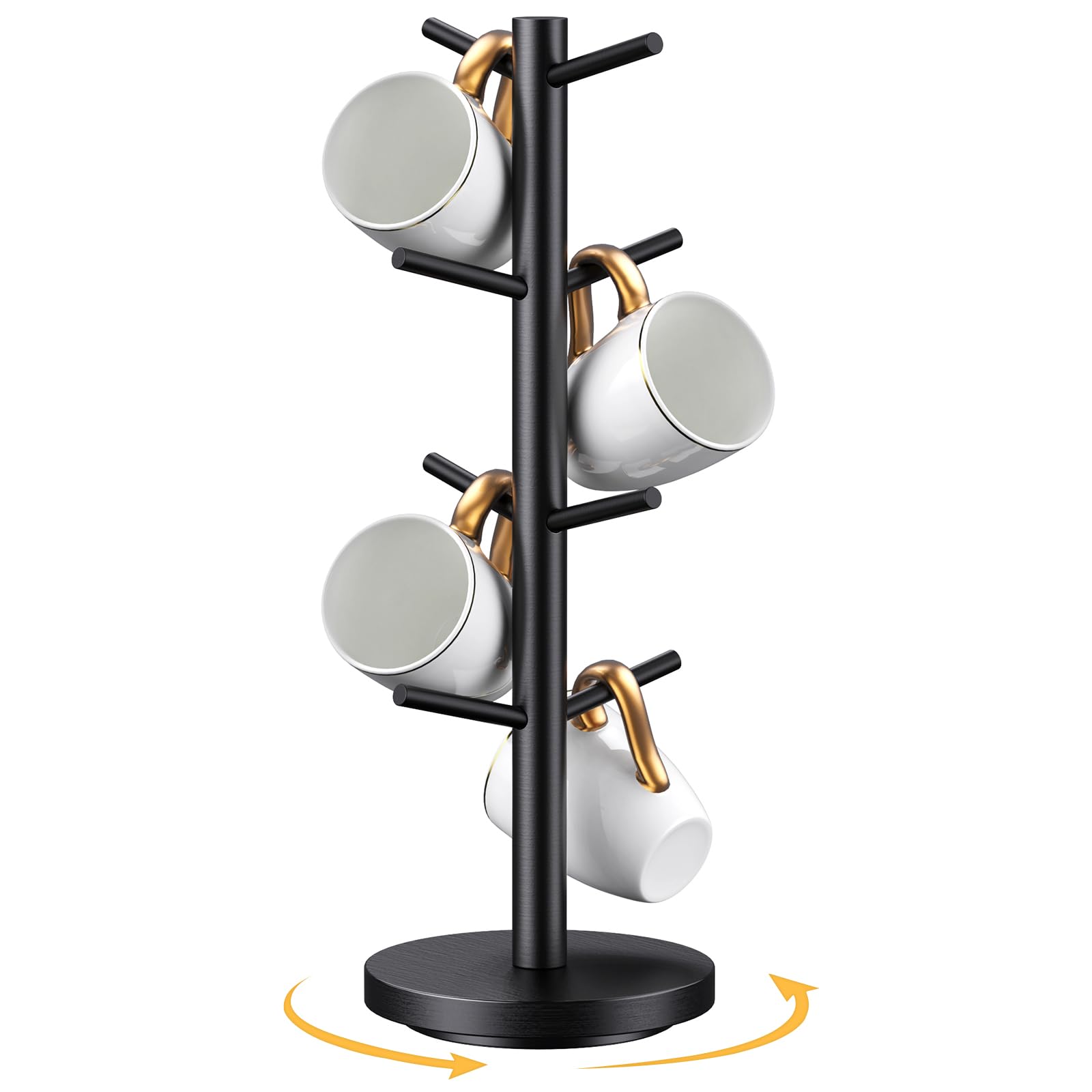 Elerator 8-hook mug rack keeps your cups organized and accessible.