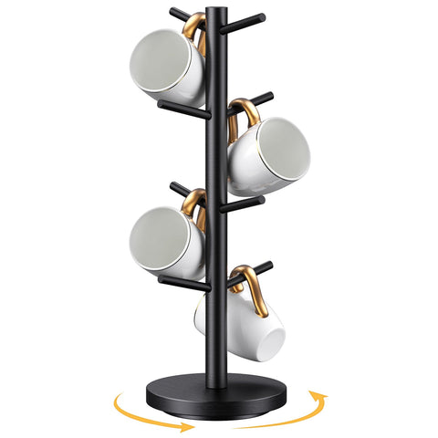 Elerator 8-hook mug rack keeps your cups organized and accessible.
