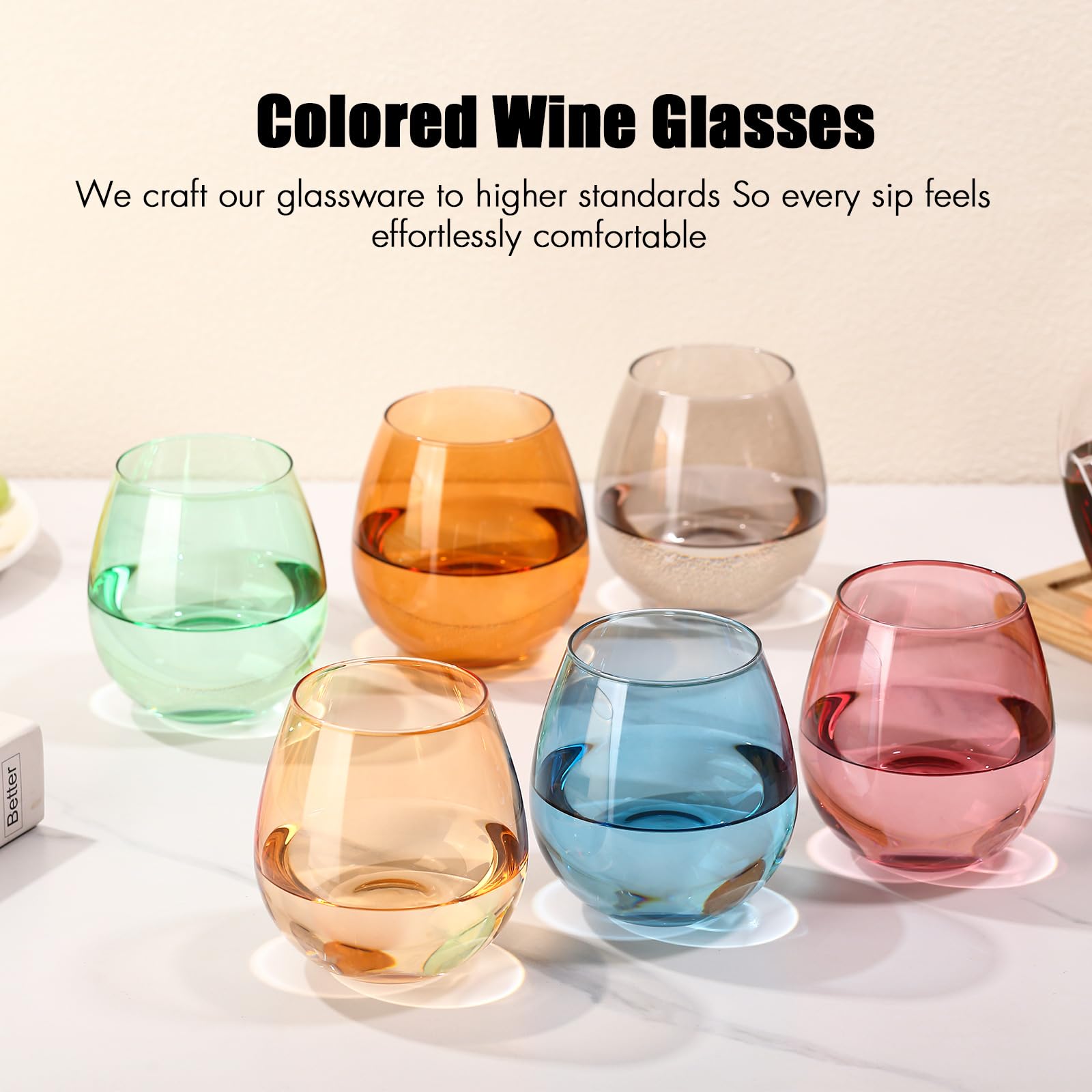 ELERGIFTS forest green stemless glass for fresh color on any table.