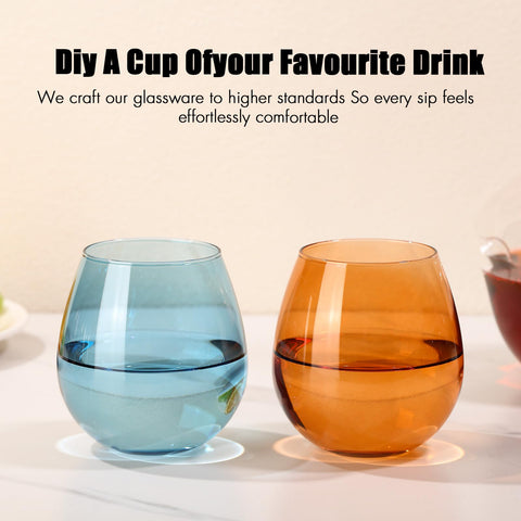 ELERGIFTS midnight blue stemless glass ideal for cocktails and desserts.