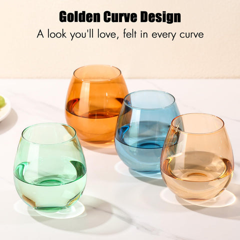 ELERGIFTS terracotta stemless wine glass adds warm ambience to any table.