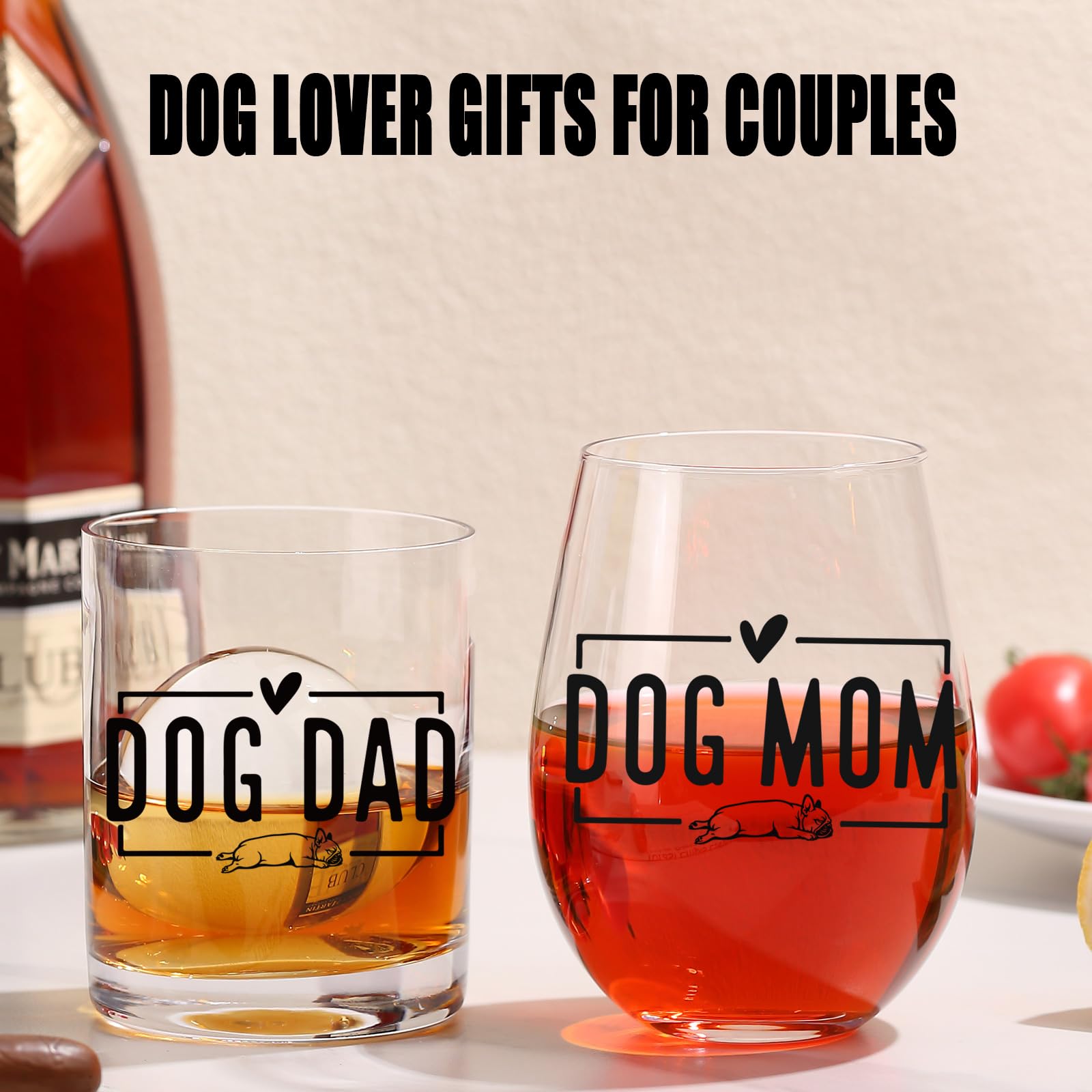 ELERGIFTS Dog Dad whiskey glass with straight lines for sturdy feel