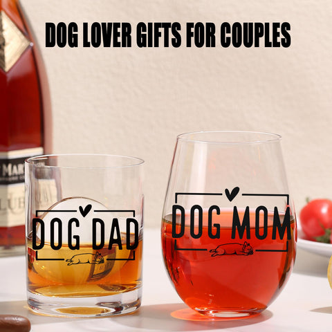 ELERGIFTS Dog Dad whiskey glass with straight lines for sturdy feel