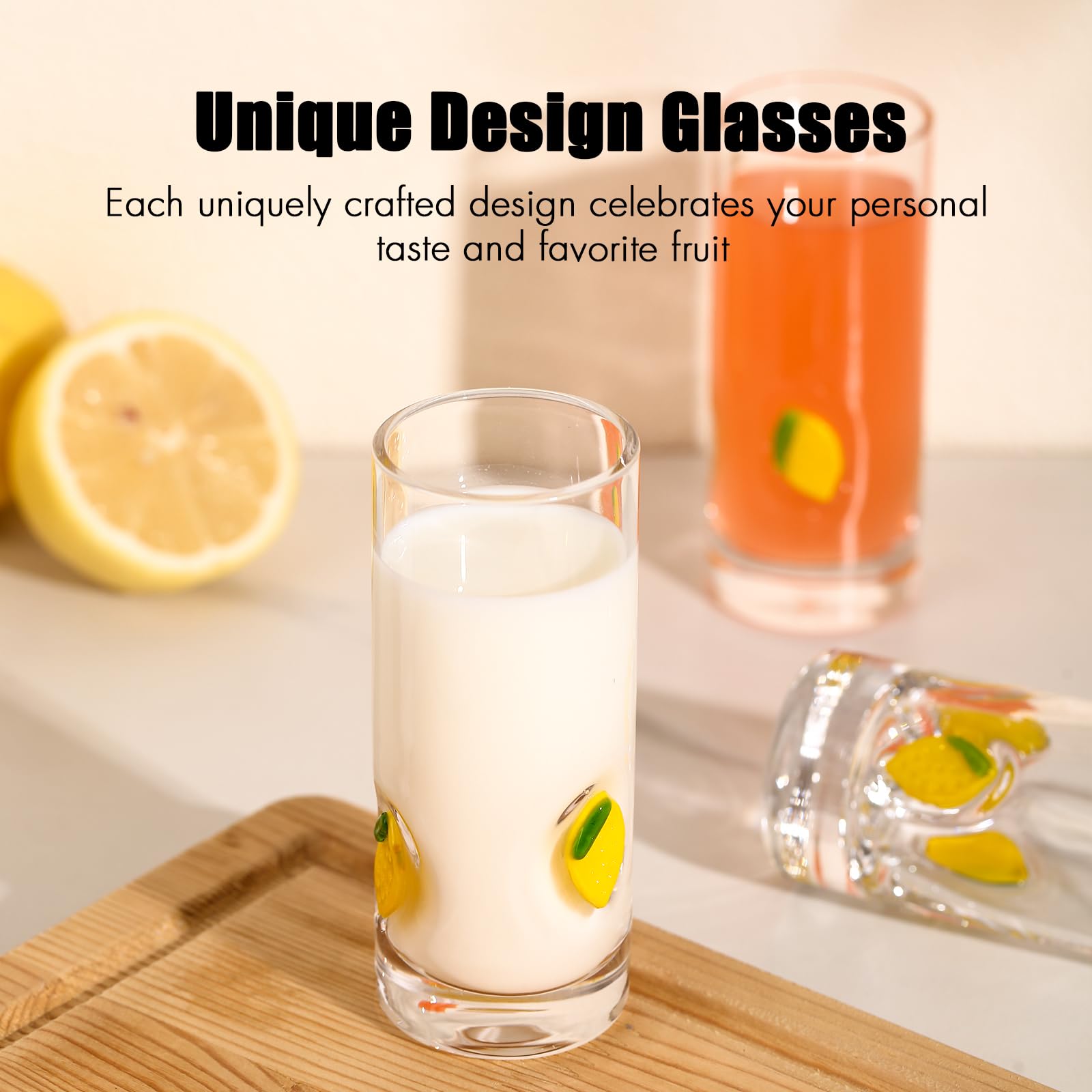 ELERGIFTS lemon decal detail shot glass highlights citrus vibes.