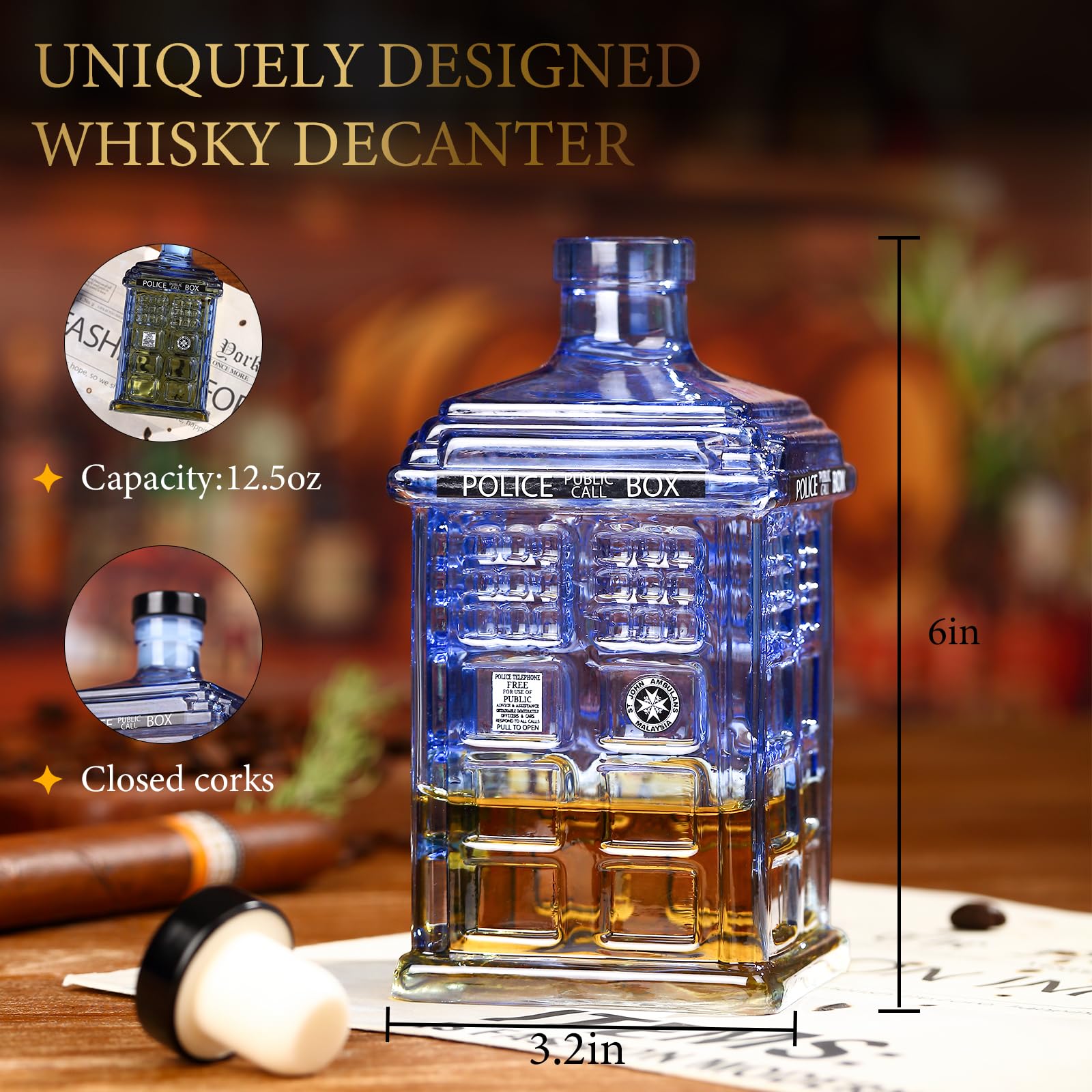 ELERGIFTS Tardis decanter holographic gift box demonstrates premium unboxing experience.