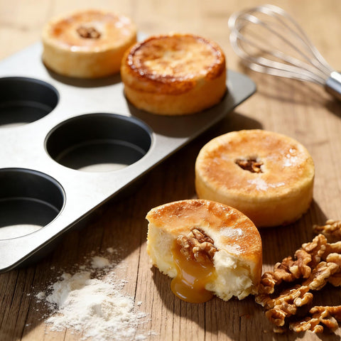 Elesinsoz pan supports brownies, quiches, and cheesecakes with a muffin top.