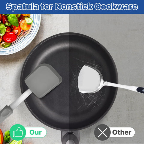 Elesunory dishwasher-safe silicone spatula for easy cleanup after cooking.