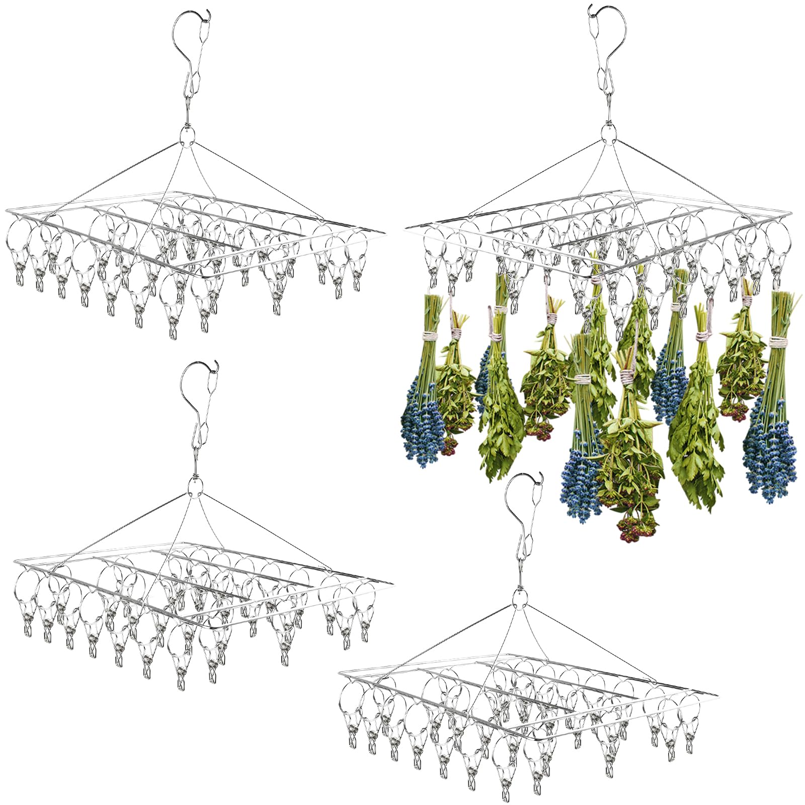 Elesunory hanging herb drying rack with 30 clips for organized, efficient air-drying.