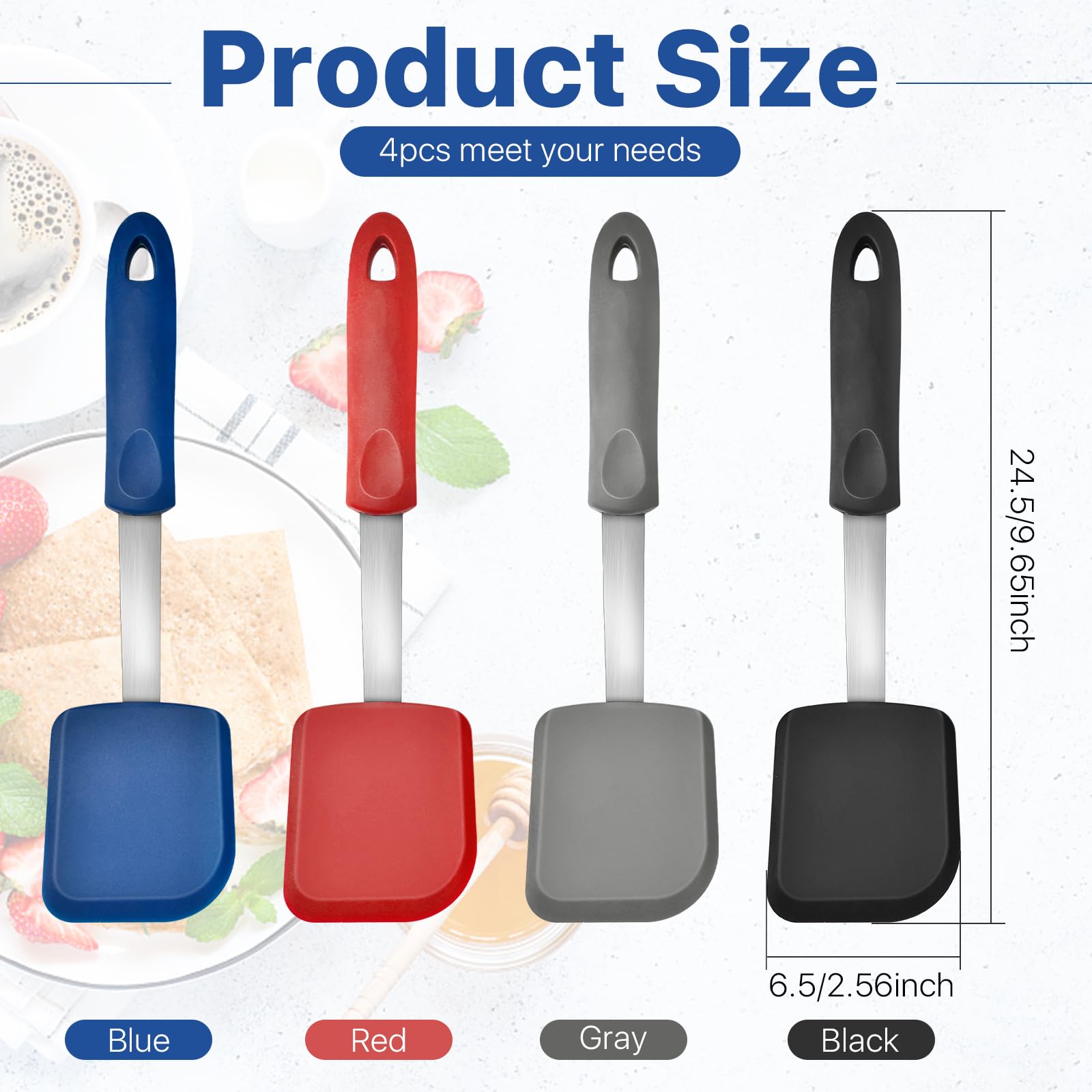 Elesunory heat-resistant spatula head prevents scratching on nonstick pans.