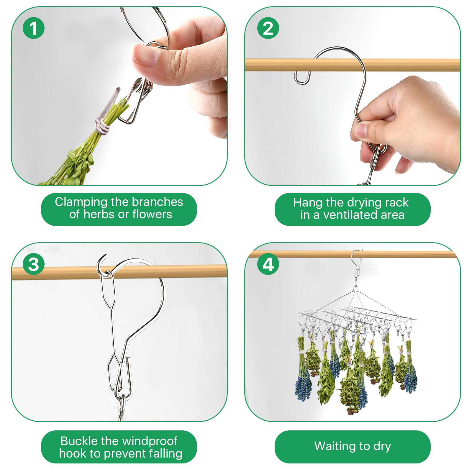 Elesunory multi-purpose hanging rack ideal for herbs, flowers, and tea.