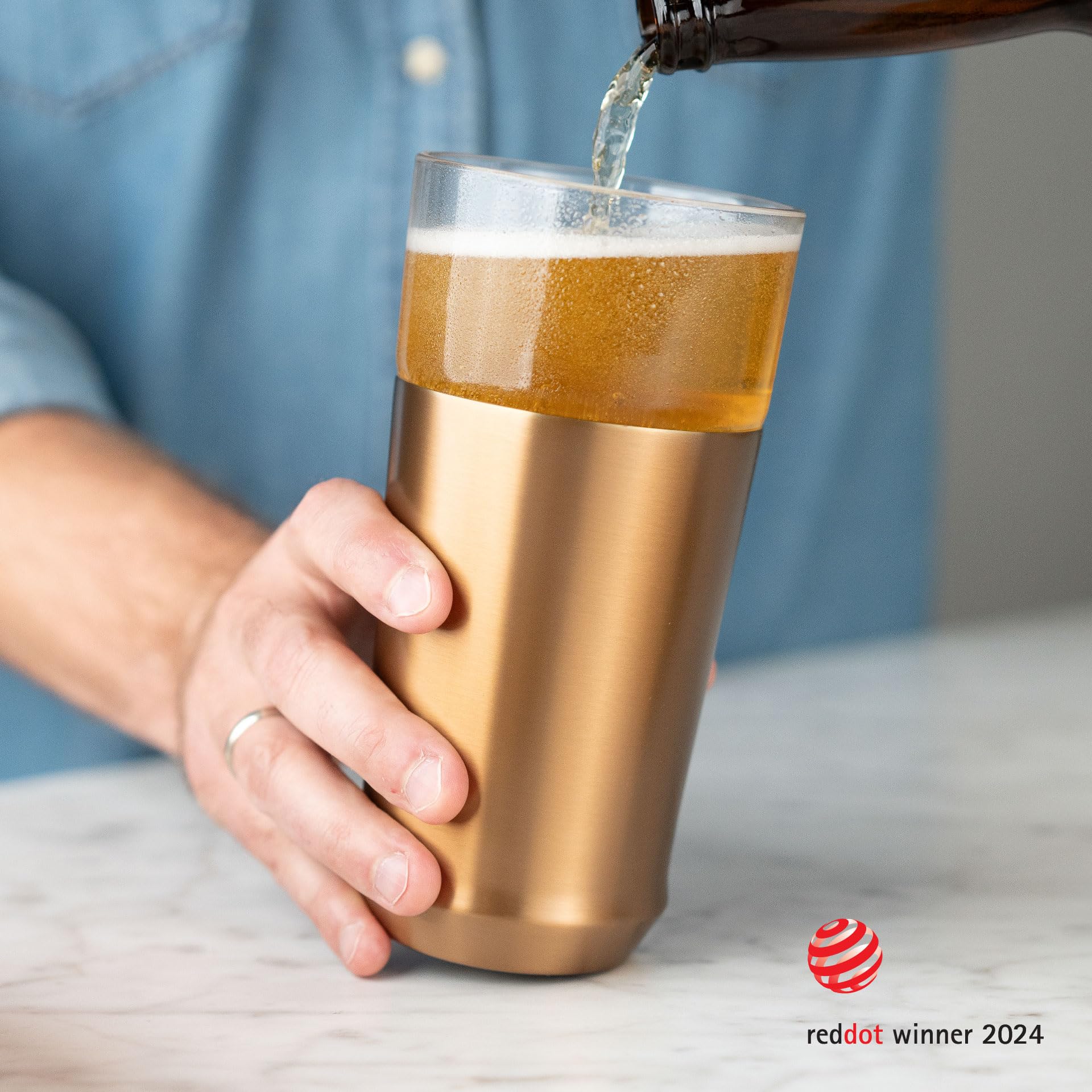 Elevated Craft built-in bottle opener on steel base for convenient opening anywhere.
