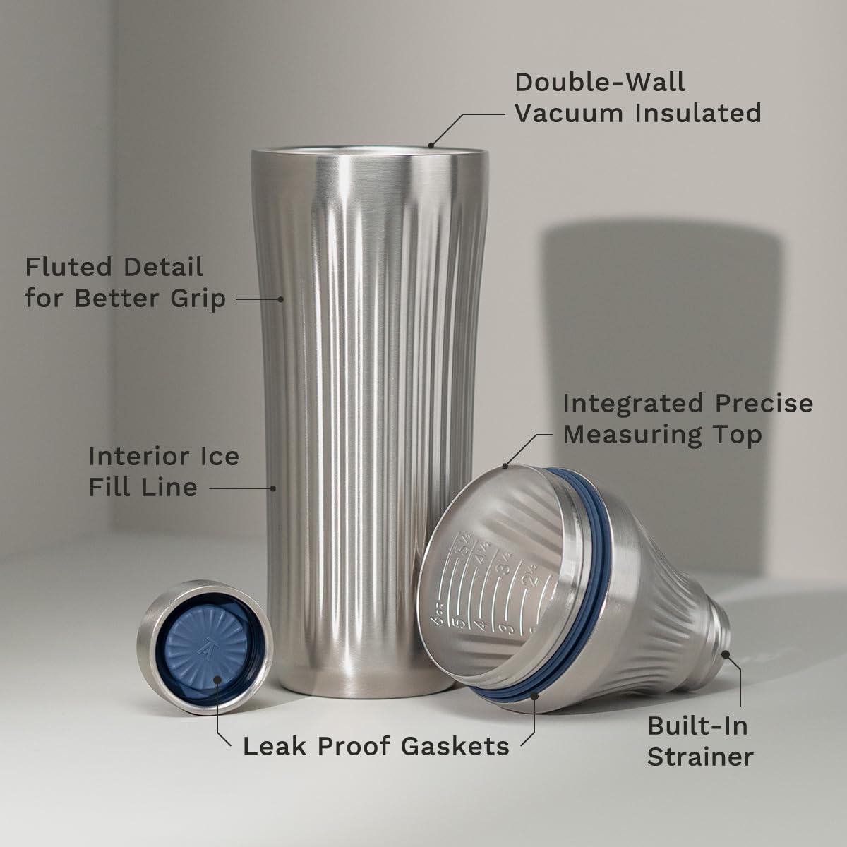 Diamond Edition shaker built-in strainer for clean pours