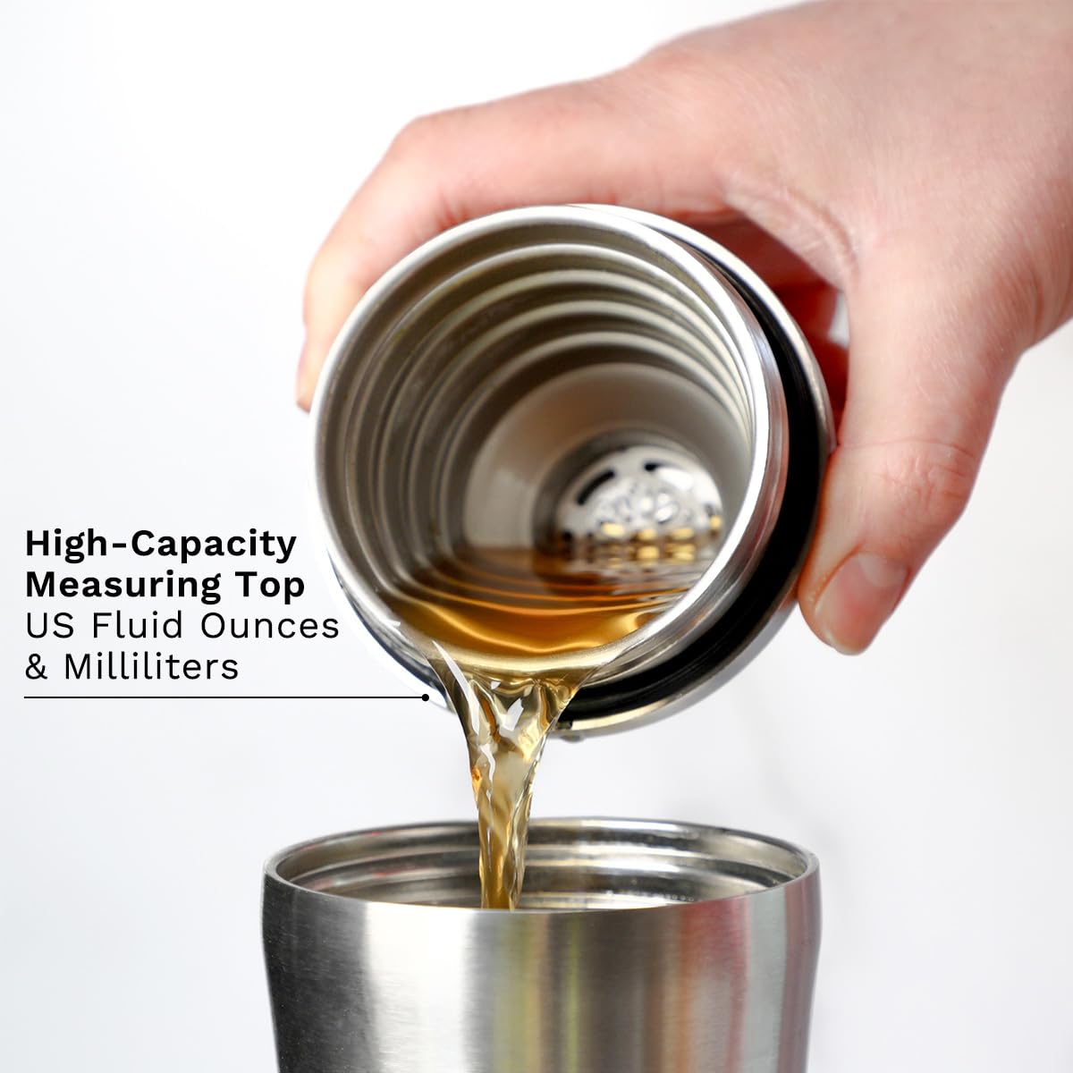Elevated Craft Hybrid Cocktail Shaker doubles-wall insulation keeps drinks cold.