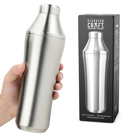 Elevated Craft Hybrid Cocktail Shaker with measuring top for precise home pours.