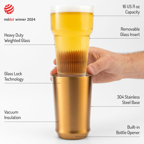 Elevated Craft removable glass insert copper enables easy cleaning and versatile use.