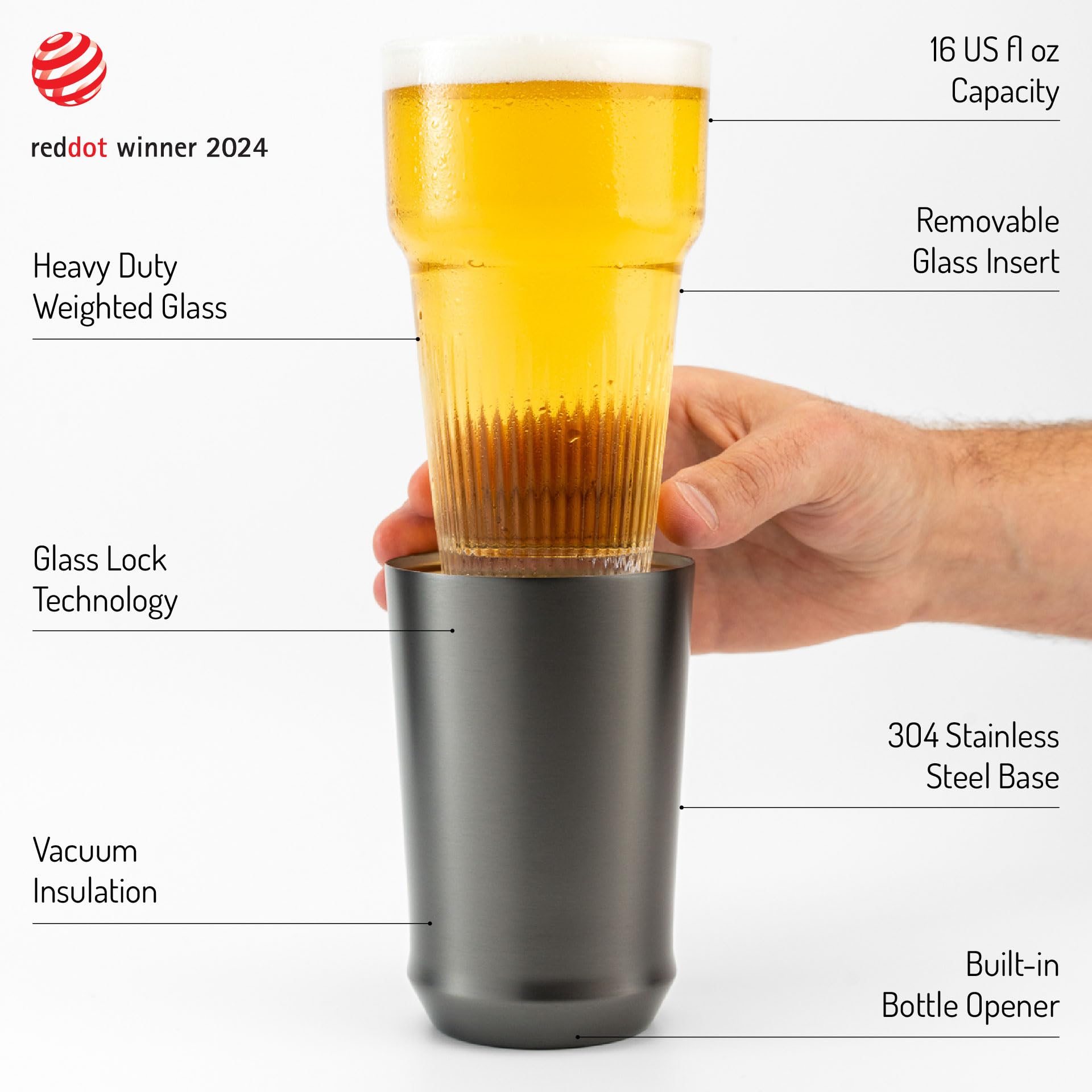 Elevated Craft removable insert pint enables easy cleaning and quick chilling