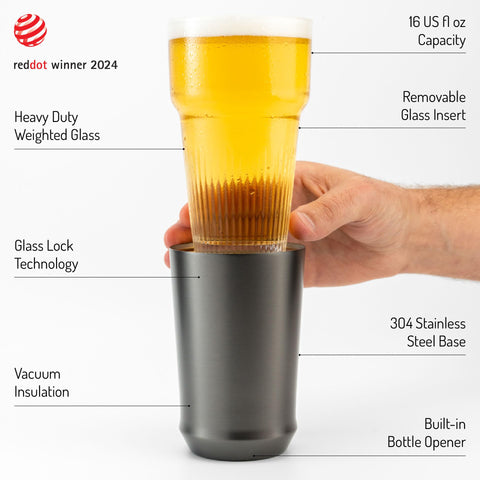 Elevated Craft removable insert pint enables easy cleaning and quick chilling