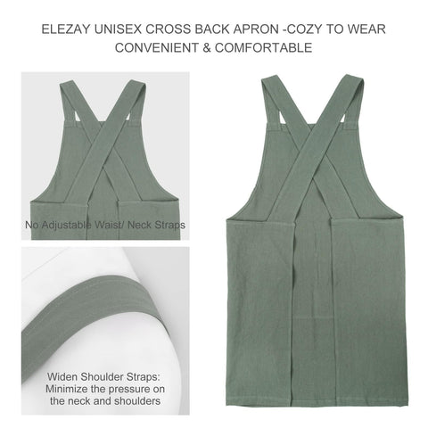 ELEZAY cross-back strap close-up highlighting breathable cotton-linen fabric.