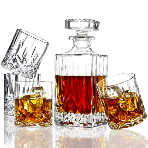 ELIDOMC Italian crystal decanter 35oz with stopper for elegant home bar display