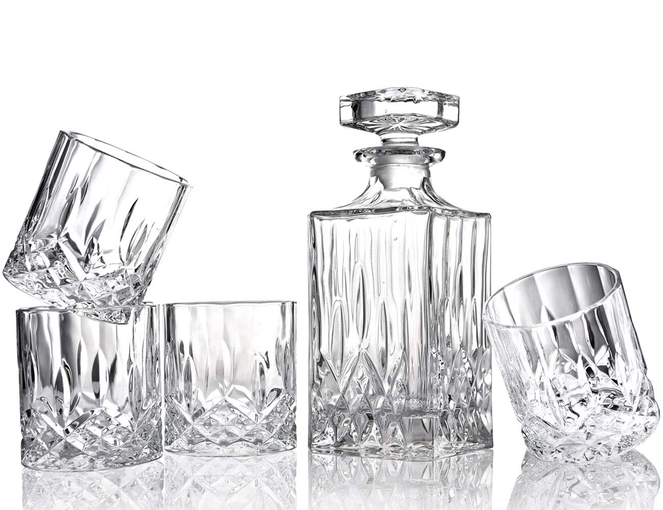 ELIDOMC crystal whiskey glasses 11oz set for refined pours and ice ball
