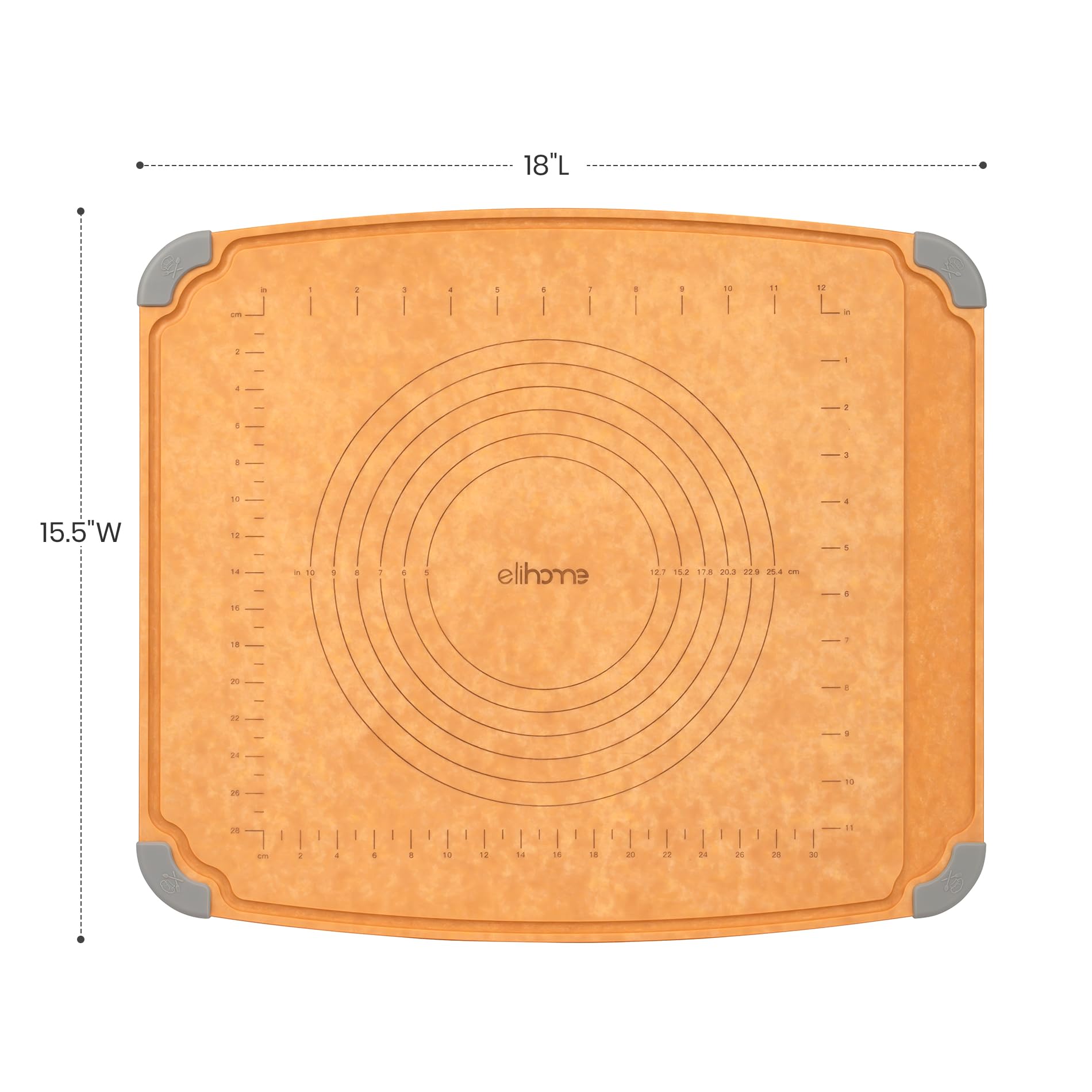 Elihome generous 15x18 inch board provides ample prep space