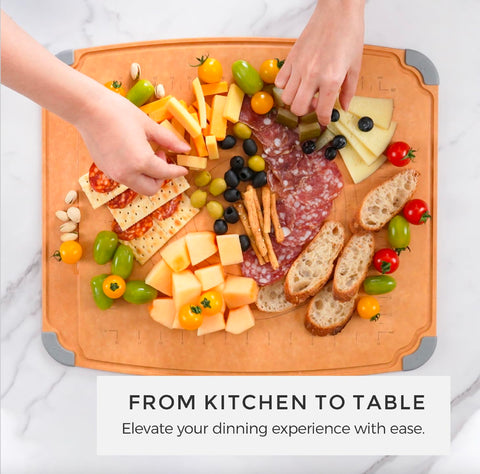 Elihome cutting board roller pin rest groove keeps workspace tidy