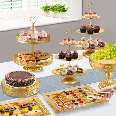 ELIMTEC gold rectangular dessert plates for versatile serving options