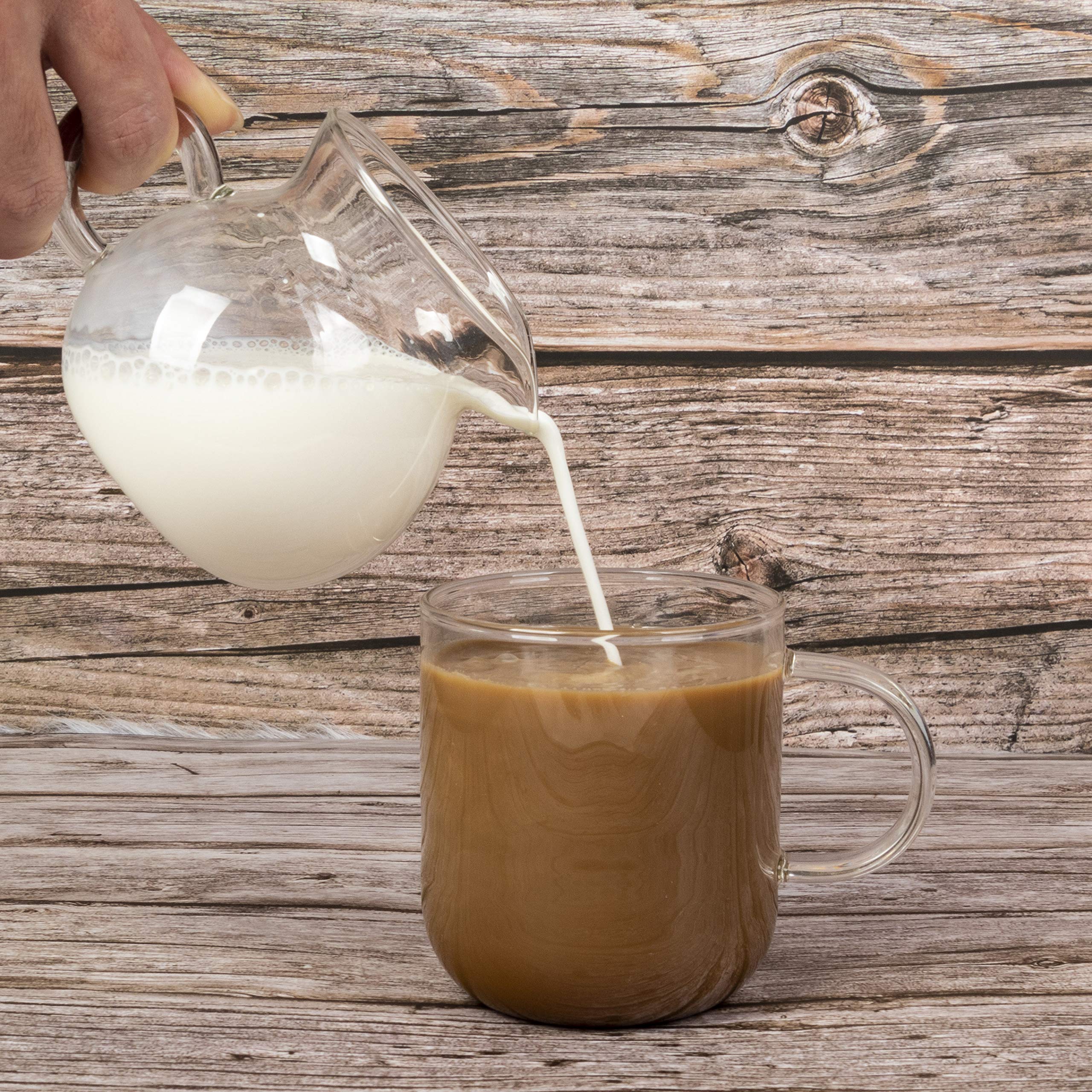 ELITEA glass cream pitcher complements cafes and homes for table service.