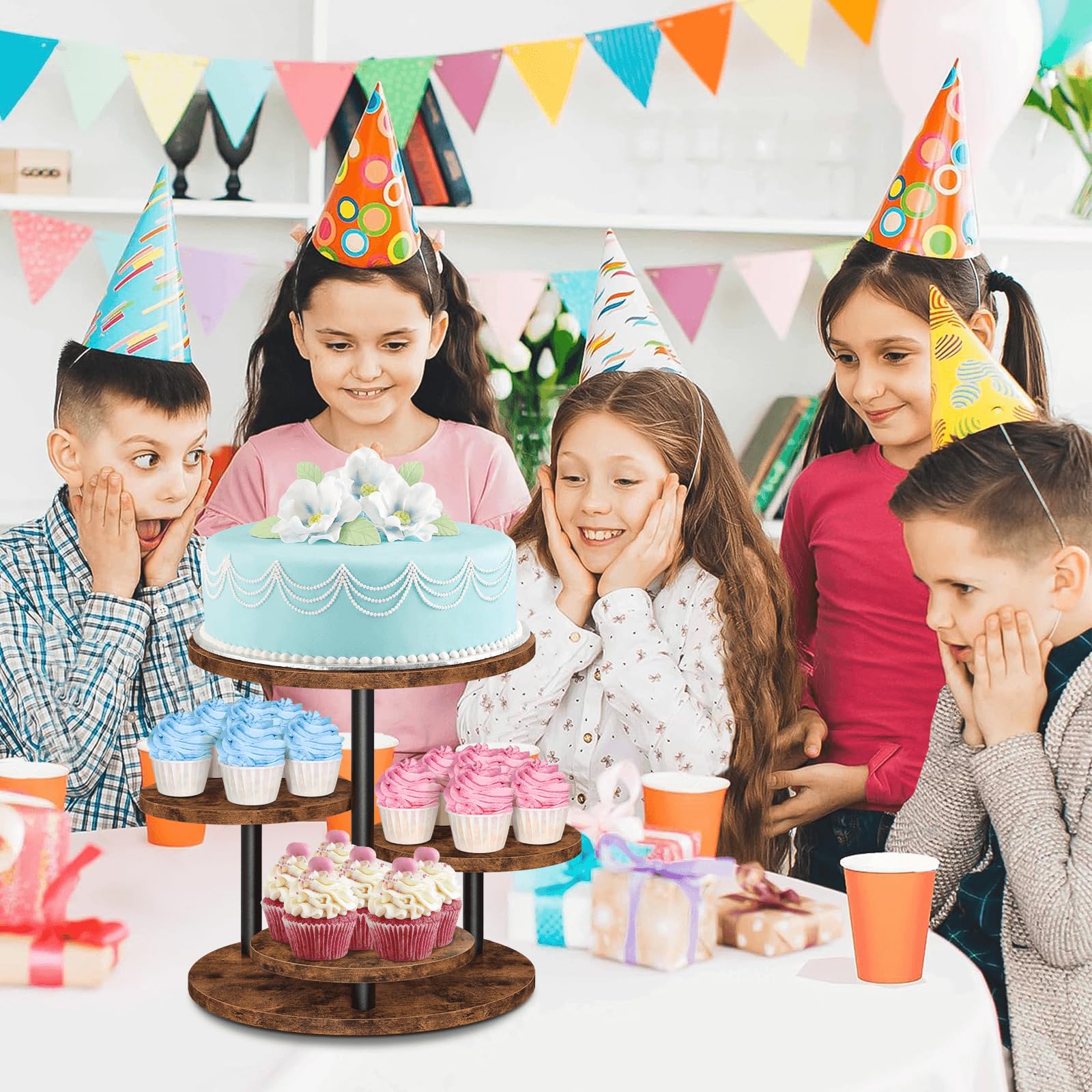 ELITEROO rotating bottom tray showcases cupcakes from every angle for easy selection.