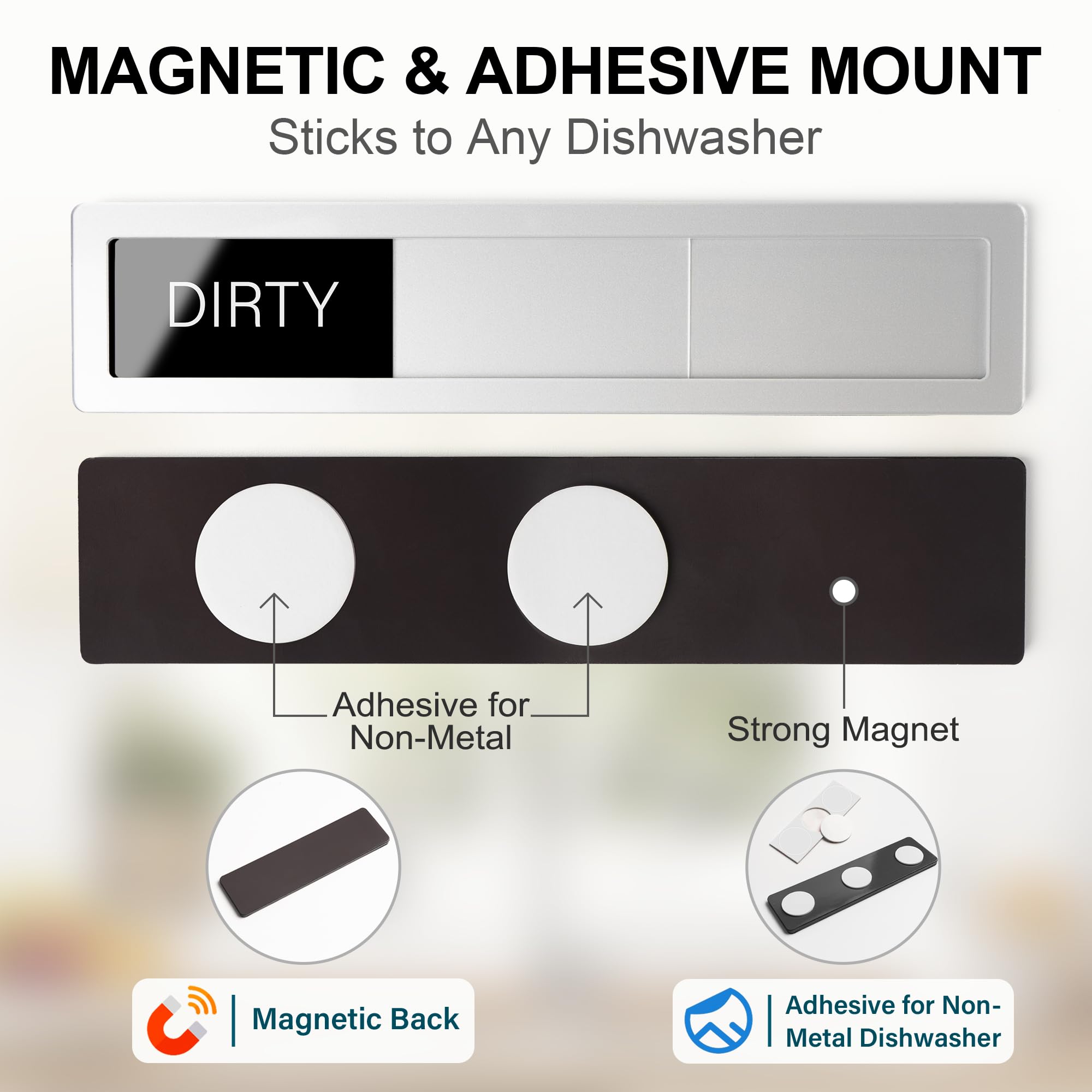 EliteSign magnet with strong backing for stainless steel dishwashers