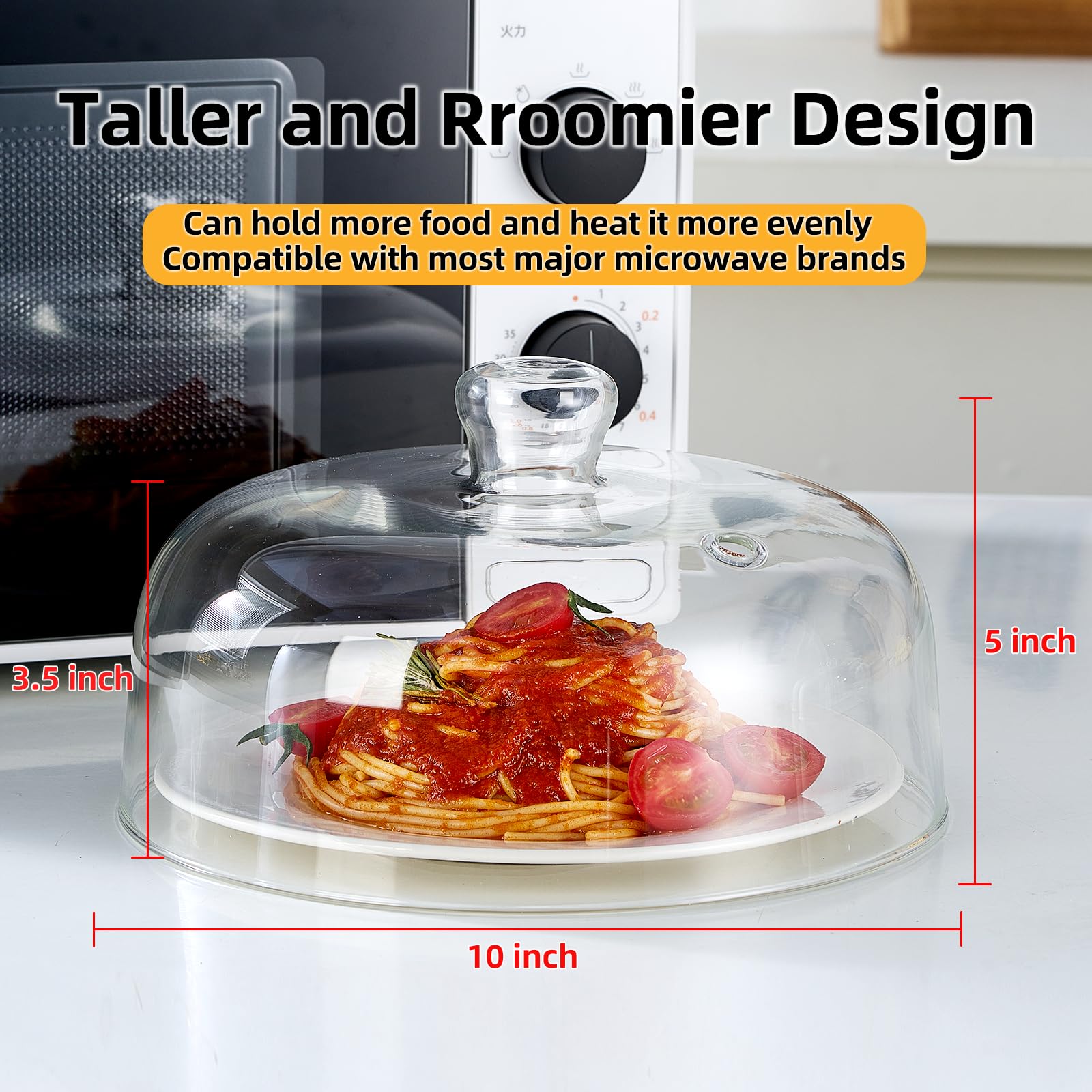 EliteVibe 10inch glass microwave splatter cover side vent demonstrates safe steam release.