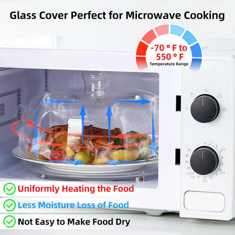 EliteVibe glass microwave splatter cover dome lid fits standard microwaves.