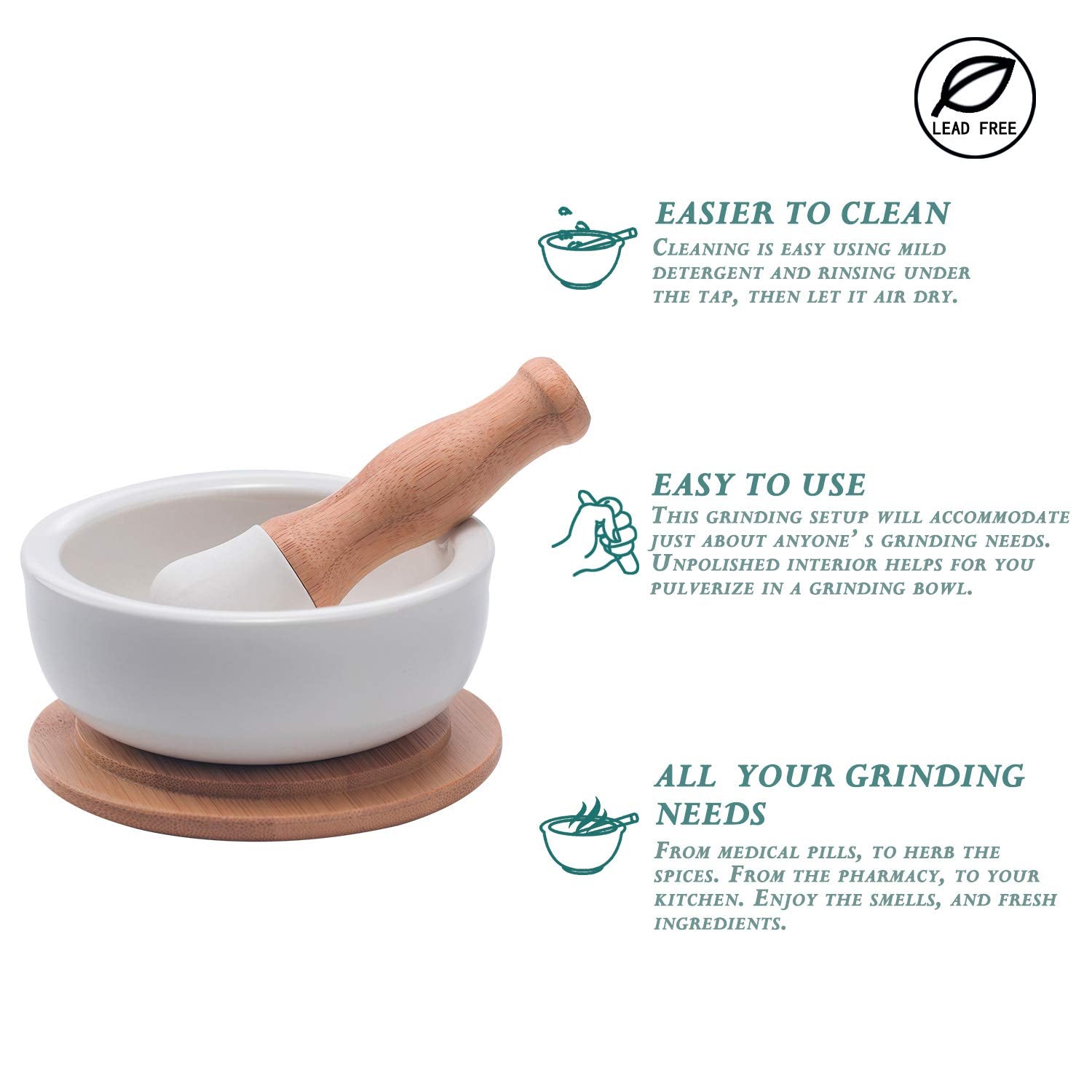 E-liu mortar is dishwasher-safe for easy cleanup.