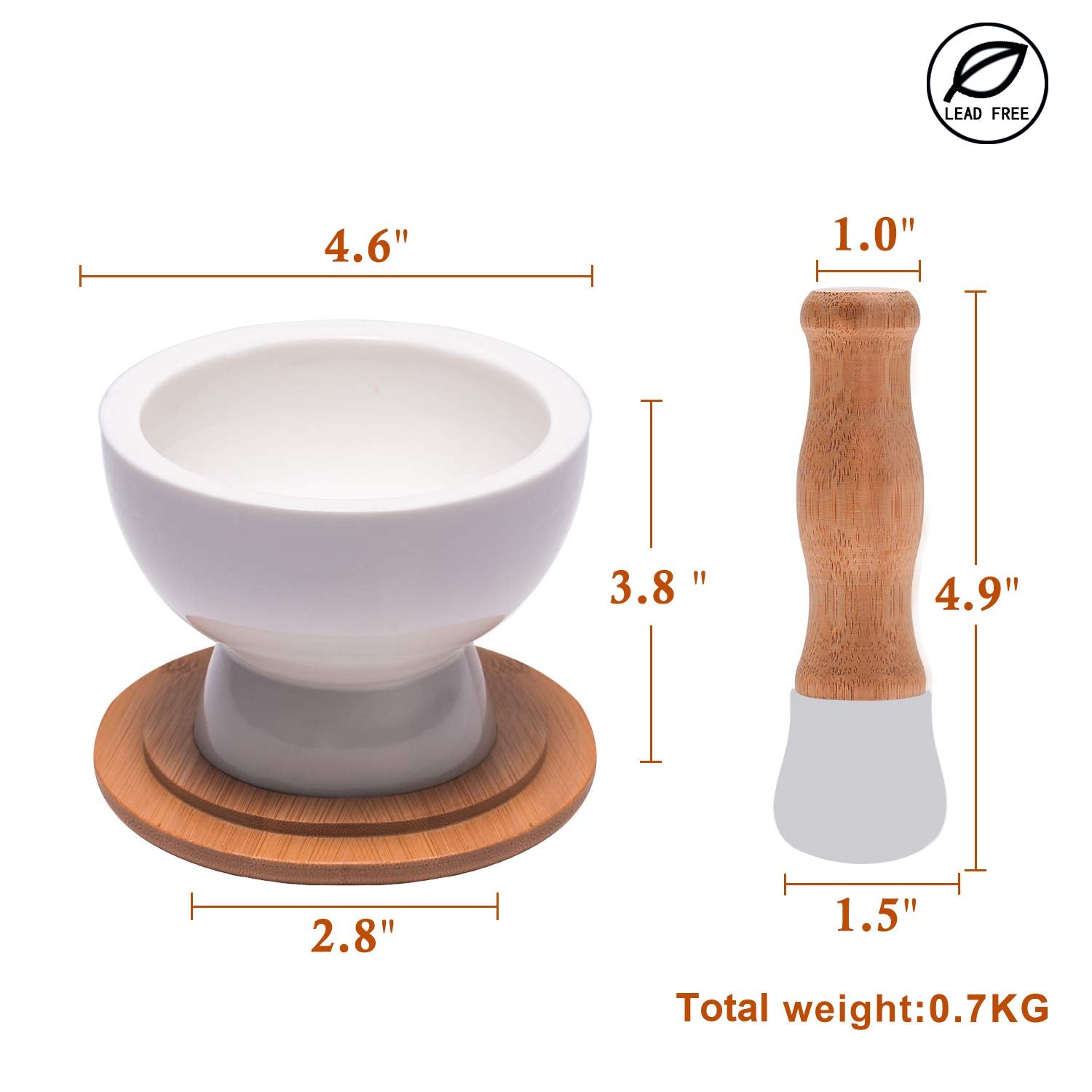 E-liu pestle with long grip handle for easy, controlled crushing