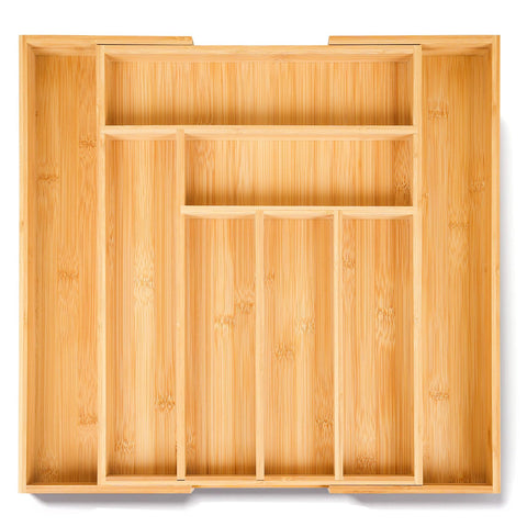 Elivara bamboo expandable drawer organizer in full view for versatile storage.